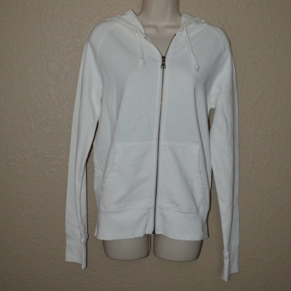 NWT $168 Sz S Serra Joie Rucker White Hooded Zip Up Sweatshirt Jacket